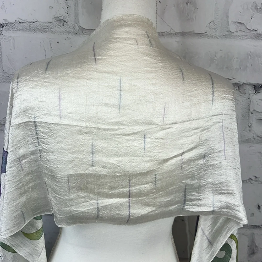 Silk Scarf Unbranded Butterfly Pattern Purple White Green